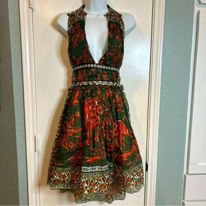 Valentino Spa Women’s Dress Green Print Halter-neck African Dress Size 8 $1,120